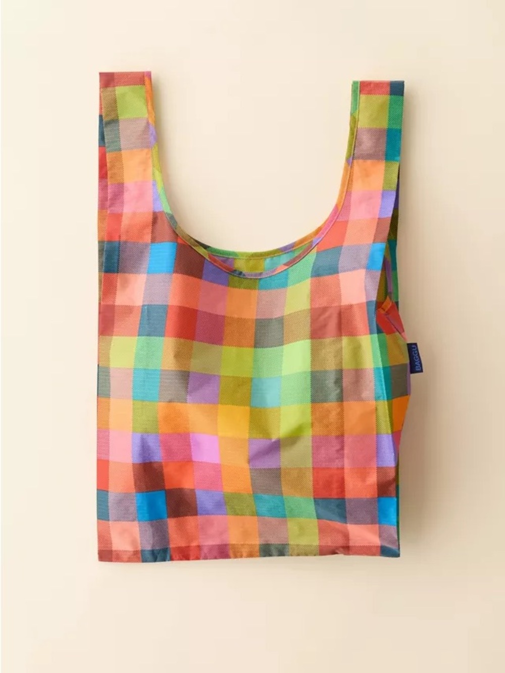 NWT BAGGU Madras Standard Reusable Tote - Multicolored Patchwork